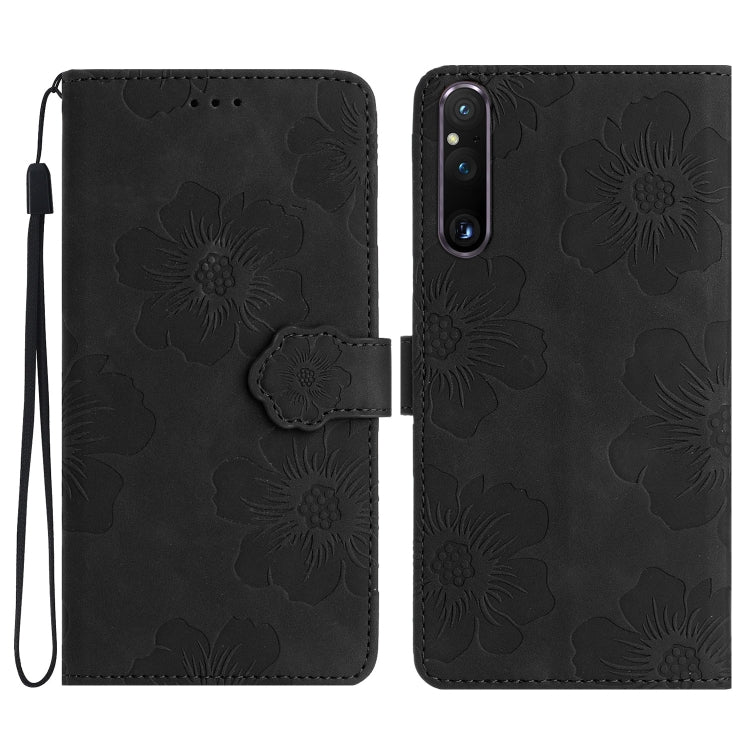 Custodia per cellulare in pelle con motivo floreale in rilievo, For Sony Xperia 10 VII, For Sony Xperia 10 VI, For Sony Xperia 1 VI, For Sony Xperia 1 V