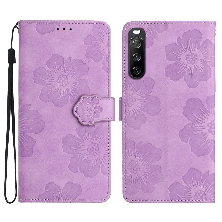 Custodia per cellulare in pelle con motivo floreale in rilievo, For Sony Xperia 10 V, For Sony Xperia 10 IV, For Sony Xperia L4, For Sony Xperia 5