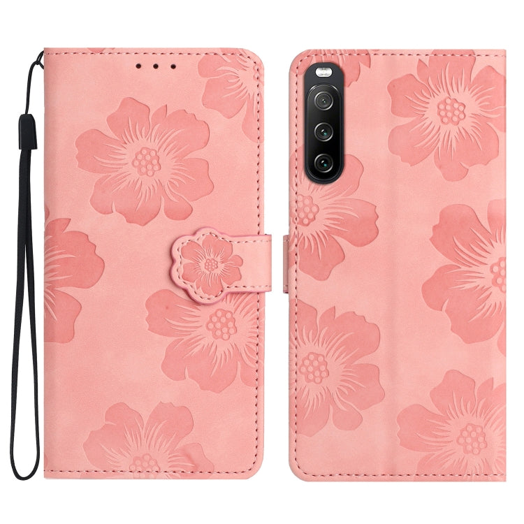 Custodia per cellulare in pelle con motivo floreale in rilievo, For Sony Xperia 10 V, For Sony Xperia 10 IV, For Sony Xperia L4, For Sony Xperia 5