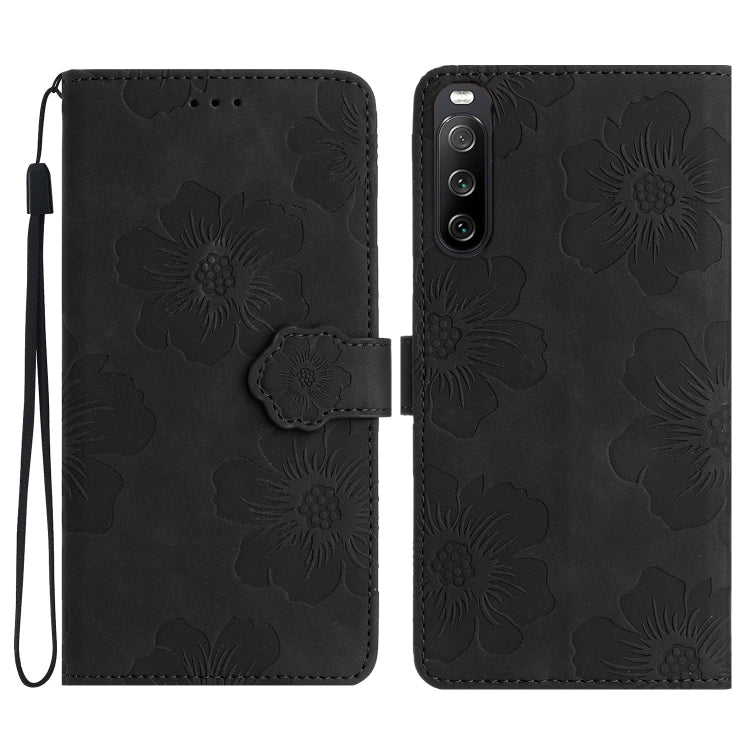 Custodia per cellulare in pelle con motivo floreale in rilievo, For Sony Xperia 10 V, For Sony Xperia 10 IV, For Sony Xperia L4, For Sony Xperia 5