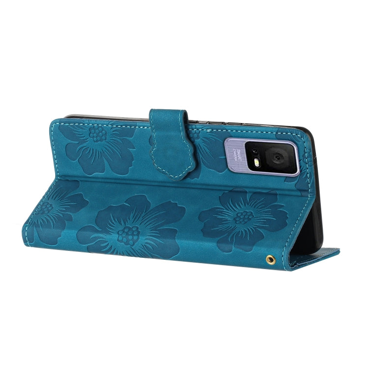 Custodia per cellulare in pelle con motivo floreale in rilievo, For TCL 405 / 406 / 408, For TCL 40 SE