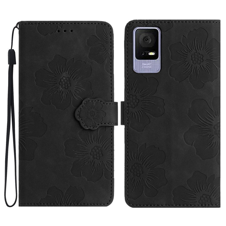 Custodia per cellulare in pelle con motivo floreale in rilievo, For TCL 405 / 406 / 408, For TCL 40 SE
