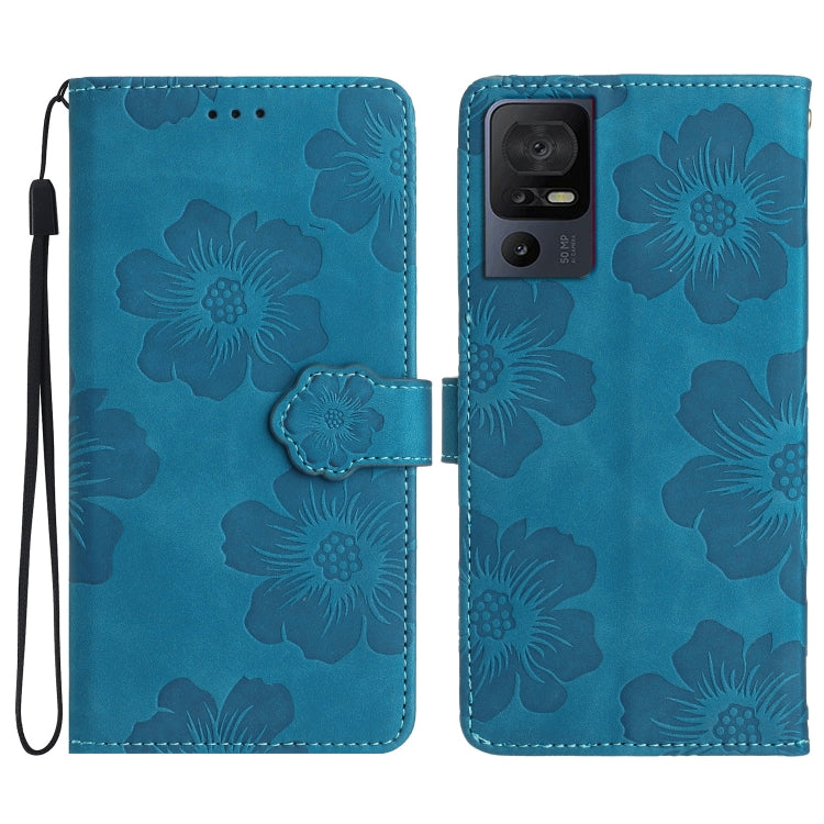 Custodia per cellulare in pelle con motivo floreale in rilievo, For TCL 405 / 406 / 408, For TCL 40 SE