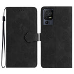 Custodia per cellulare in pelle con motivo floreale in rilievo, For TCL 405 / 406 / 408, For TCL 40 SE