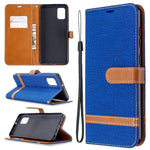 Custodia portafoglio in pelle e denim per Samsung Galaxy A31