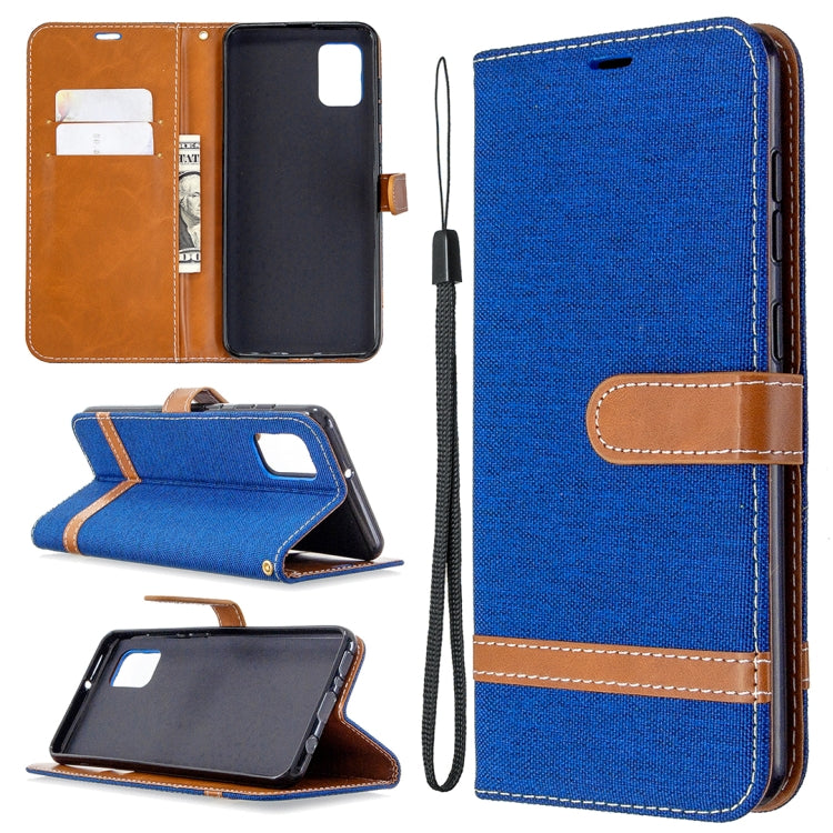 Custodia portafoglio in pelle e denim per Samsung Galaxy A31