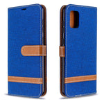 Custodia portafoglio in pelle e denim per Samsung Galaxy A31