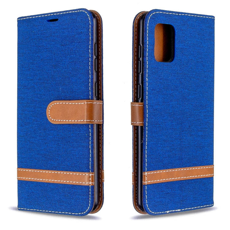 Custodia portafoglio in pelle e denim per Samsung Galaxy A31