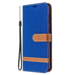 Custodia portafoglio in pelle e denim per Samsung Galaxy A31