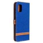 Custodia portafoglio in pelle e denim per Samsung Galaxy A31