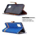 Custodia portafoglio in pelle e denim per Samsung Galaxy A31