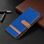 Custodia portafoglio in pelle e denim per Samsung Galaxy A31