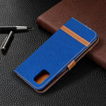 Custodia portafoglio in pelle e denim per Samsung Galaxy A31
