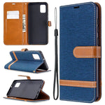 Custodia portafoglio in pelle e denim per Samsung Galaxy A31