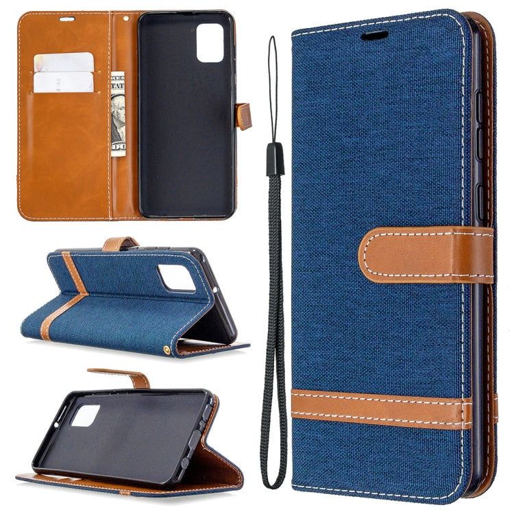 Custodia portafoglio in pelle e denim per Samsung Galaxy A31