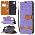 Custodia portafoglio in pelle e denim per Samsung Galaxy A31