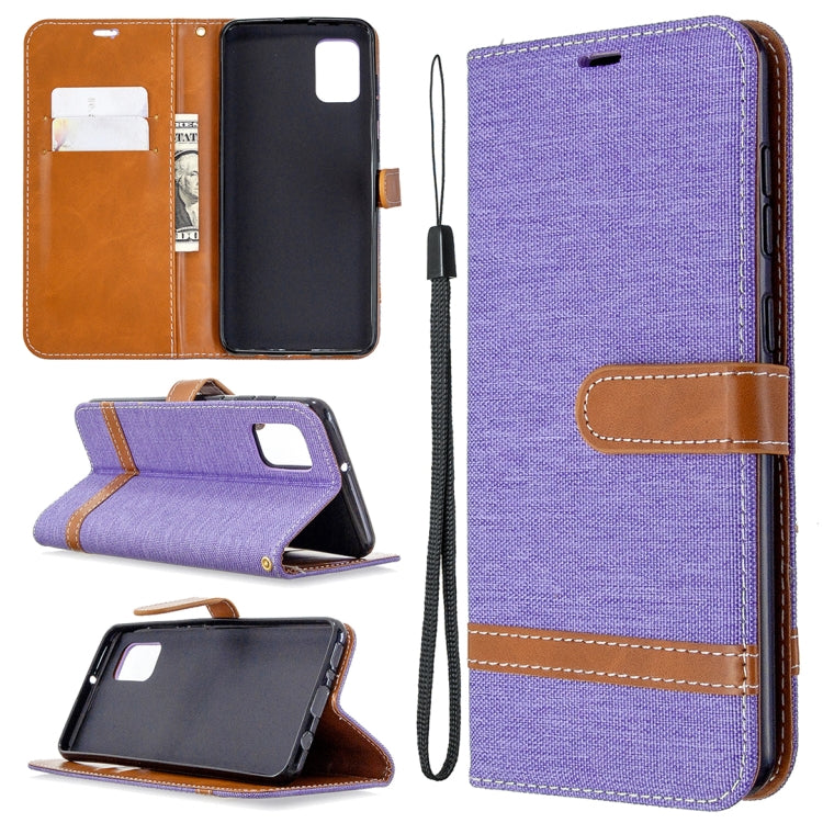 Custodia portafoglio in pelle e denim per Samsung Galaxy A31