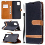Custodia portafoglio in pelle e denim per Samsung Galaxy A31