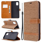 Custodia portafoglio in pelle e denim per Samsung Galaxy A31