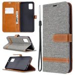 Custodia portafoglio in pelle e denim per Samsung Galaxy A31