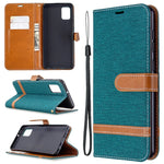Custodia portafoglio in pelle e denim per Samsung Galaxy A31