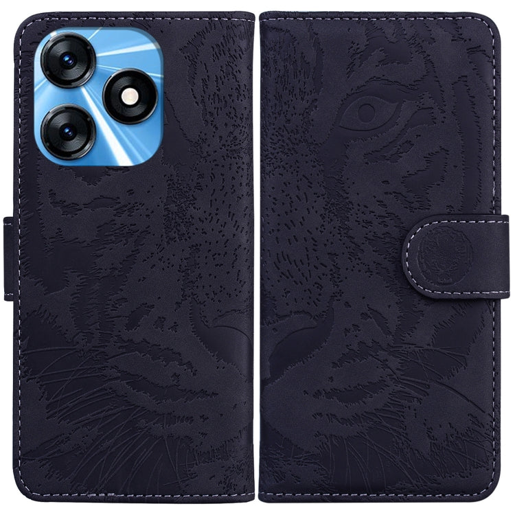 Custodia per cellulare in pelle con motivo a tigre in rilievo, For Tecno Spark 10 / Spark 10C