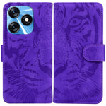 Custodia per cellulare in pelle con motivo a tigre in rilievo, For Tecno Spark 10 / Spark 10C