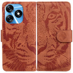 Custodia per cellulare in pelle con motivo a tigre in rilievo, For Tecno Spark 10 / Spark 10C