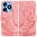 Custodia per cellulare in pelle con motivo a tigre in rilievo, For Tecno Spark 10 / Spark 10C