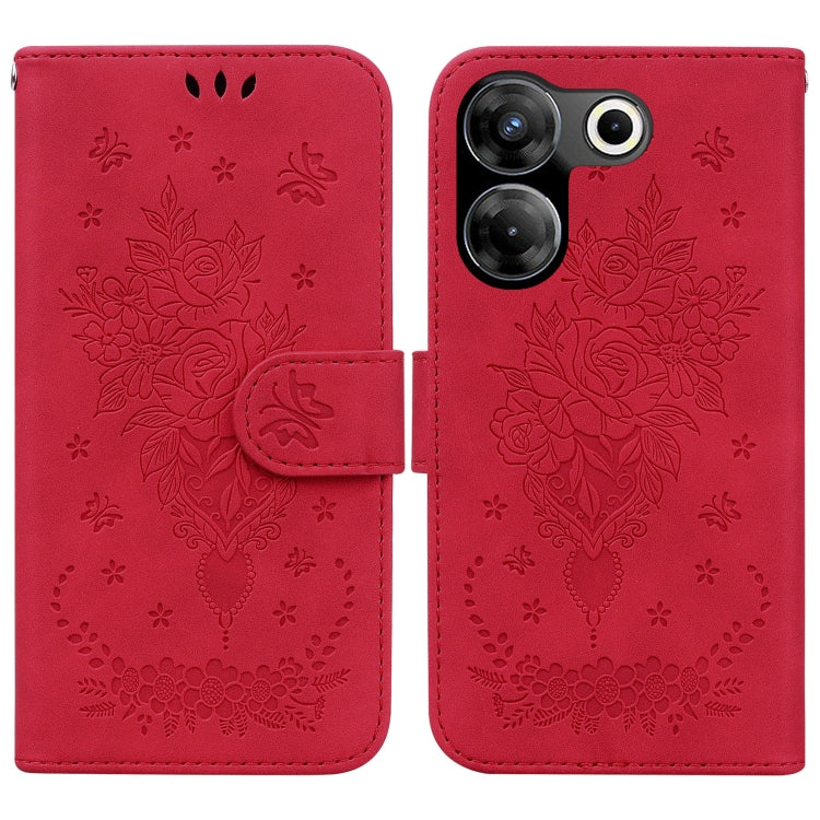Custodia per telefono in pelle goffrata farfalla rosa, For Tecno Camon 20 Pro 4G, For Tecno Pova 5, For Tecno Spark 10 5G, For Tecno Spark 10 Pro