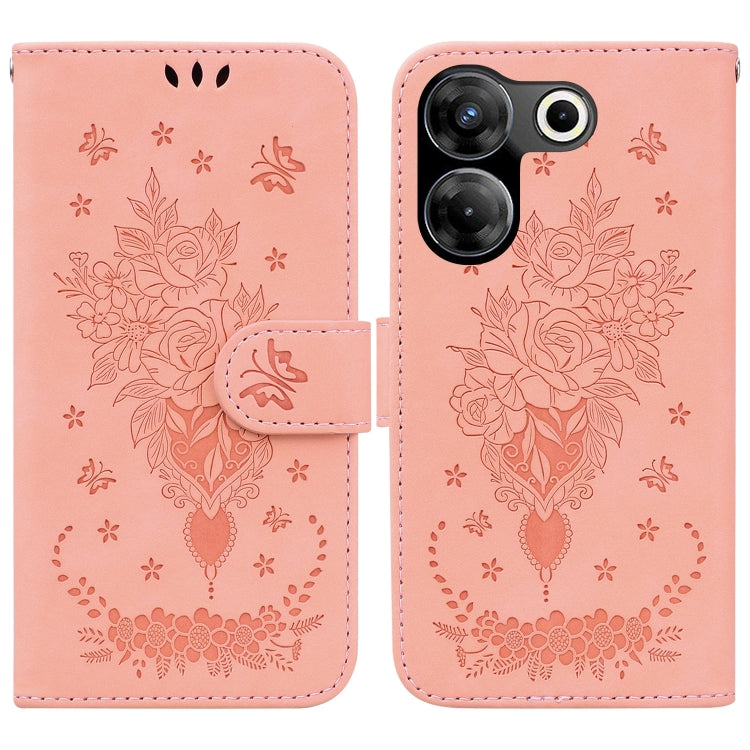 Custodia per telefono in pelle goffrata farfalla rosa, For Tecno Camon 20 Pro 4G, For Tecno Pova 5, For Tecno Spark 10 5G, For Tecno Spark 10 Pro