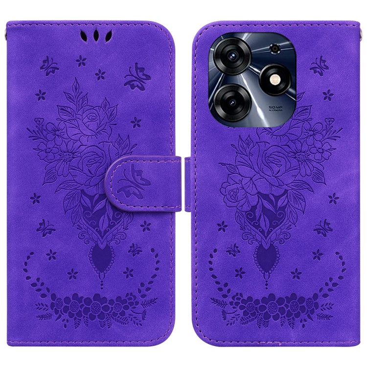 Custodia per telefono in pelle goffrata farfalla rosa, For Tecno Camon 20 Pro 4G, For Tecno Pova 5, For Tecno Spark 10 5G, For Tecno Spark 10 Pro
