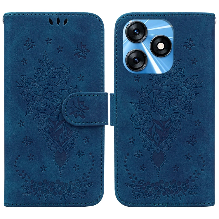 Custodia per telefono in pelle goffrata farfalla rosa, For Tecno Spark 10 / Spark 10C