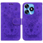 Custodia per telefono in pelle goffrata farfalla rosa, For Tecno Spark 10 / Spark 10C