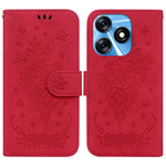 Custodia per telefono in pelle goffrata farfalla rosa, For Tecno Spark 10 / Spark 10C