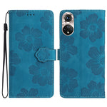 Custodia per cellulare in pelle con motivo floreale in rilievo, For Honor 50