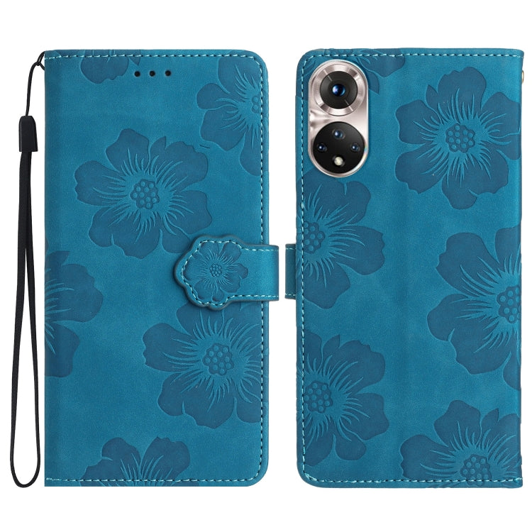 Custodia per cellulare in pelle con motivo floreale in rilievo, For Honor 50