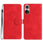 Custodia per cellulare in pelle con motivo floreale in rilievo, For Honor 50