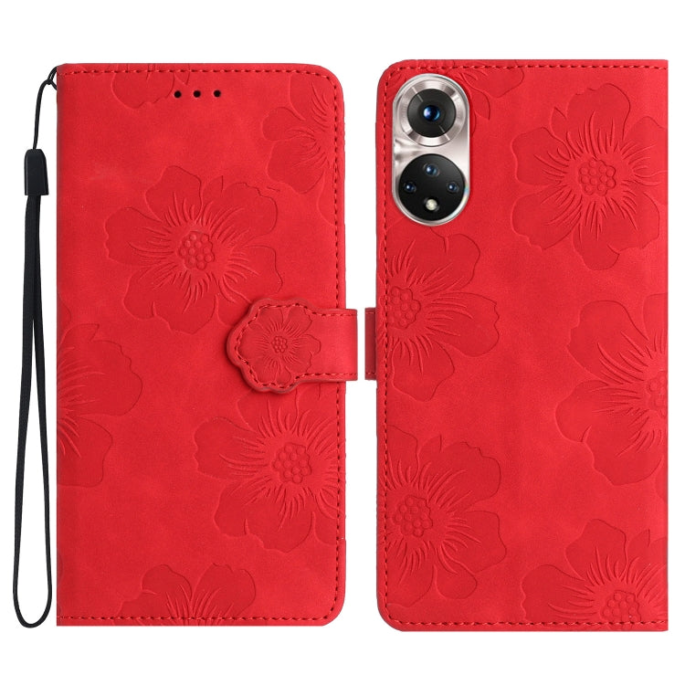 Custodia per cellulare in pelle con motivo floreale in rilievo, For Honor 50