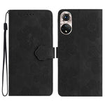 Custodia per cellulare in pelle con motivo floreale in rilievo, For Honor 50