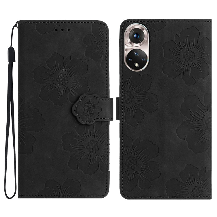 Custodia per cellulare in pelle con motivo floreale in rilievo, For Honor 50