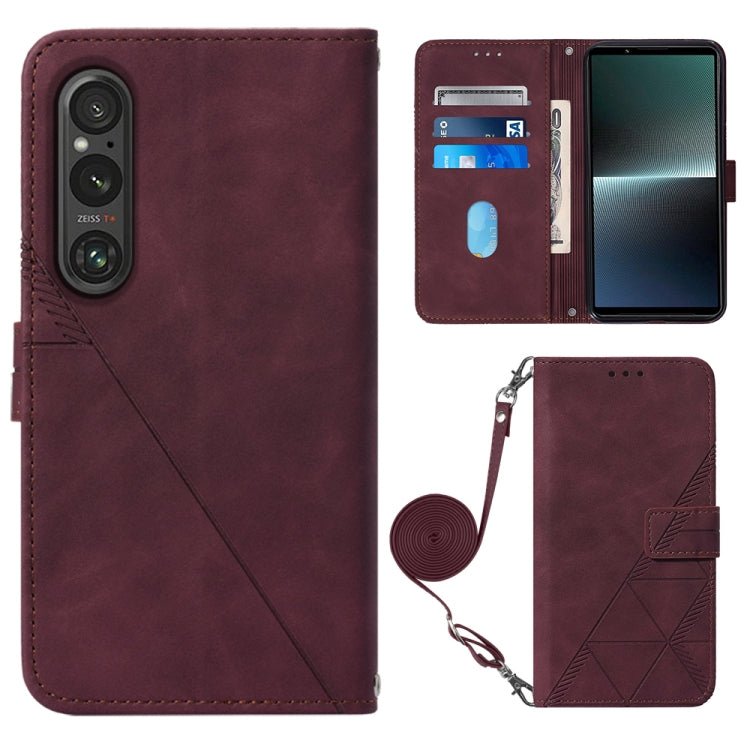 Custodia per cellulare in pelle con flip in rilievo 3D a tracolla, For Sony Xperia 1 V, For Sony Xperia 10 V, For Sony Xperia 10 IV, For Sony Xperia 10 III/10 III Lite