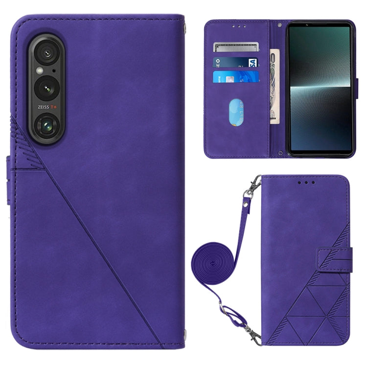 Custodia per cellulare in pelle con flip in rilievo 3D a tracolla, For Sony Xperia 1 V, For Sony Xperia 10 V, For Sony Xperia 10 IV, For Sony Xperia 10 III/10 III Lite