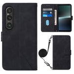 Custodia per cellulare in pelle con flip in rilievo 3D a tracolla, For Sony Xperia 1 V, For Sony Xperia 10 V, For Sony Xperia 10 IV, For Sony Xperia 10 III/10 III Lite