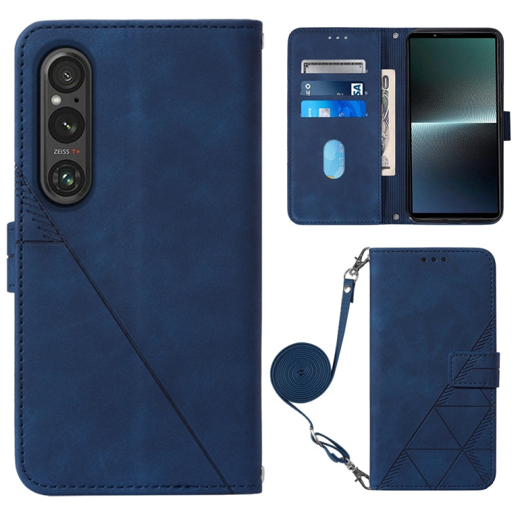 Custodia per cellulare in pelle con flip in rilievo 3D a tracolla, For Sony Xperia 1 V, For Sony Xperia 10 V, For Sony Xperia 10 IV, For Sony Xperia 10 III/10 III Lite