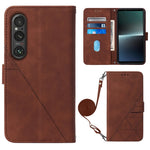 Custodia per cellulare in pelle con flip in rilievo 3D a tracolla, For Sony Xperia 1 V, For Sony Xperia 10 V, For Sony Xperia 10 IV, For Sony Xperia 10 III/10 III Lite
