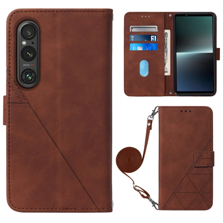 Custodia per cellulare in pelle con flip in rilievo 3D a tracolla, For Sony Xperia 1 V, For Sony Xperia 10 V, For Sony Xperia 10 IV, For Sony Xperia 10 III/10 III Lite