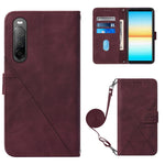 Custodia per cellulare in pelle con flip in rilievo 3D a tracolla, For Sony Xperia 1 V, For Sony Xperia 10 V, For Sony Xperia 10 IV, For Sony Xperia 10 III/10 III Lite