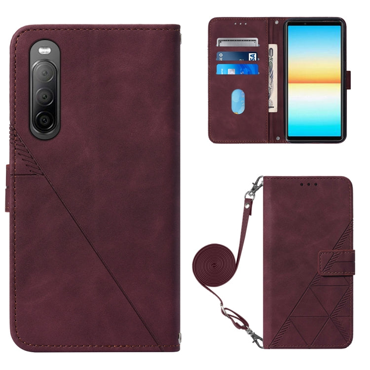 Custodia per cellulare in pelle con flip in rilievo 3D a tracolla, For Sony Xperia 1 V, For Sony Xperia 10 V, For Sony Xperia 10 IV, For Sony Xperia 10 III/10 III Lite