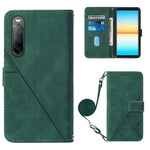 Custodia per cellulare in pelle con flip in rilievo 3D a tracolla, For Sony Xperia 1 V, For Sony Xperia 10 V, For Sony Xperia 10 IV, For Sony Xperia 10 III/10 III Lite